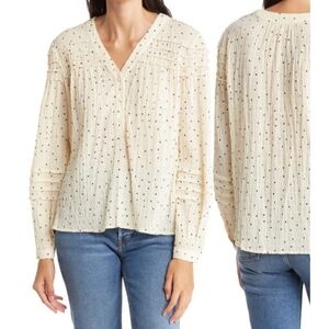 Anthropology Current Air Polka dot crinkle cream and black top